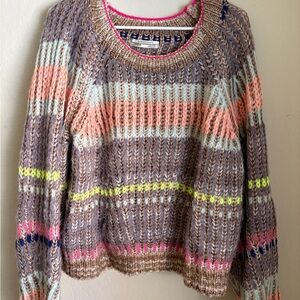 Anthropologie crochet Striped Sweater